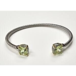Peridot Sterling Silver Twisted Cable Bangle Bracelet